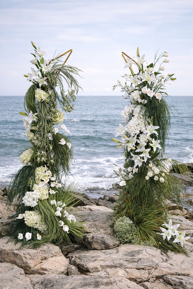 Rental - Sculptural Grass White and Green Wedding