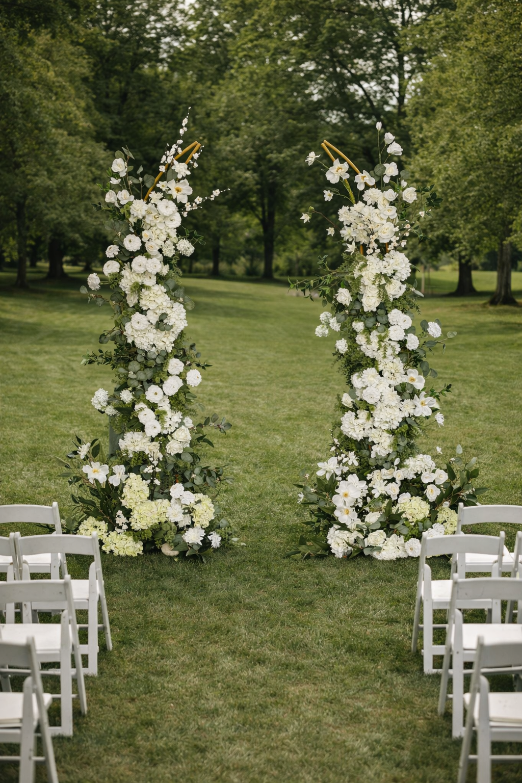 Rental - White and Green Wedding Golden Stand 6’7’’