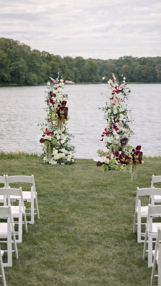Rental - White-Green-Pink-Burgundy Wedding Golden Stand 6’7’’
